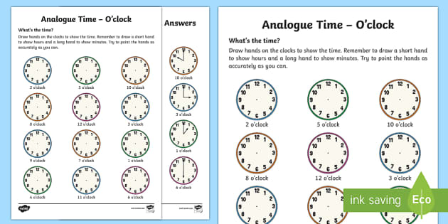 Telling Time Worksheets | Analogue Clock | Twinkl - Twinkl