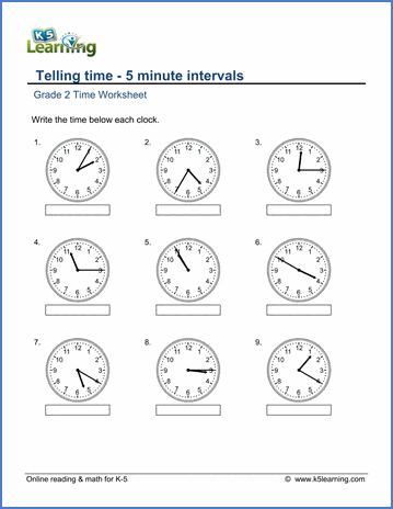 Grade 2 Telling Time Worksheets - free &  printable | Worsheets library