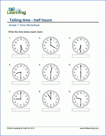 1st Grade Telling Time - Worksheets - free &  printable | Worsheets library