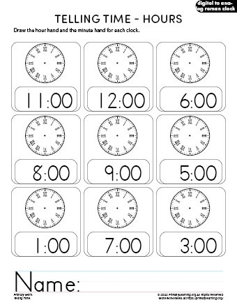 Telling Time Worksheet #4  