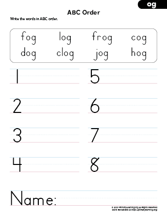 OG Word Family Sort Worksheet  