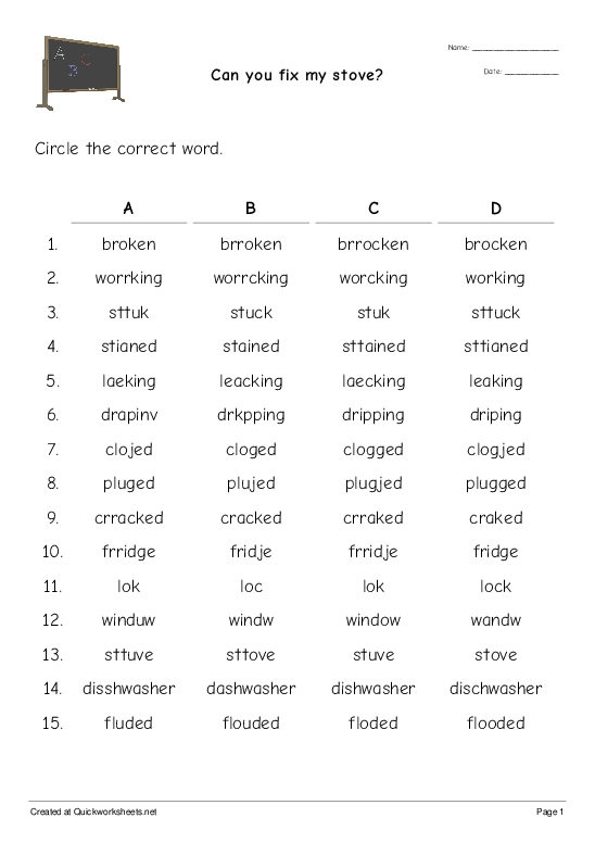 clogging worksheet