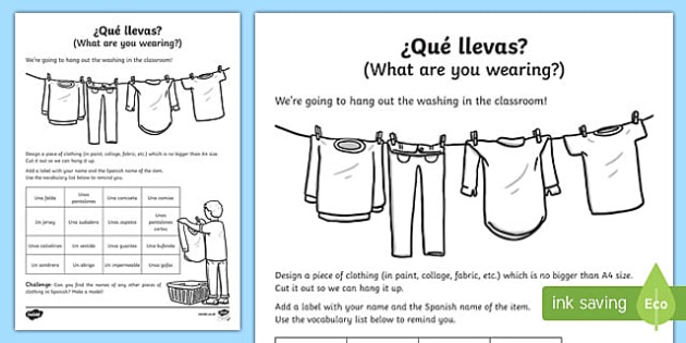 clothing in spanish worksheet