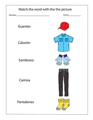 clothing in spanish worksheet