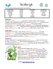Water Cycle Cloze and Crossword KEY.pdf - Fill in the blanks below ...