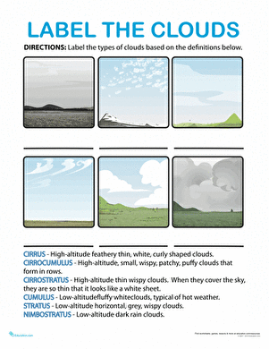 cloud worksheet for 2nd grade