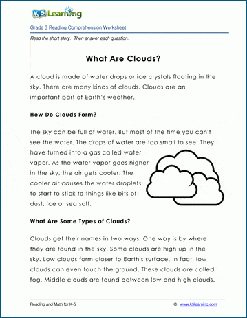 What are Clouds? - Grade 3 Childrens Story | Worsheets library