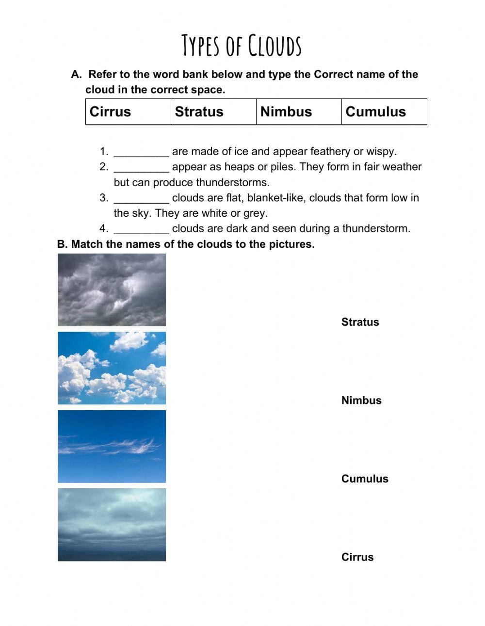 clouds for kids worksheet