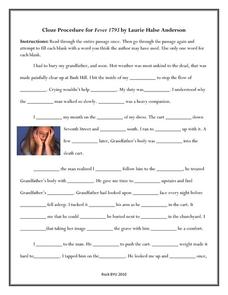 cloze procedure worksheet