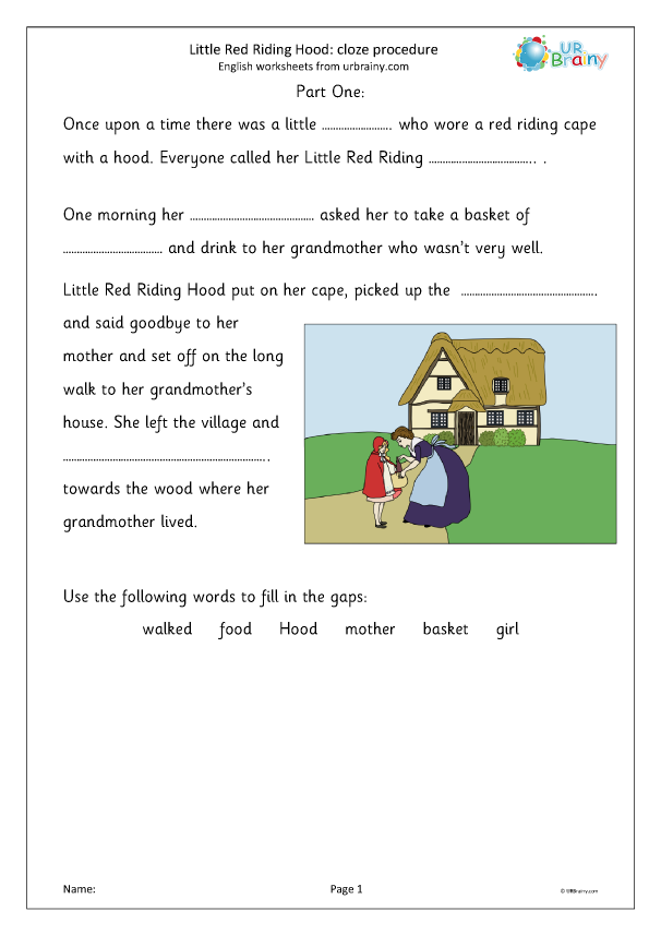 cloze procedure worksheet