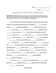 The Kite Runner: Cloze Procedure Worksheet for 9th - 12th Grade ...