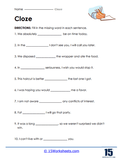cloze worksheet for 3rd grade