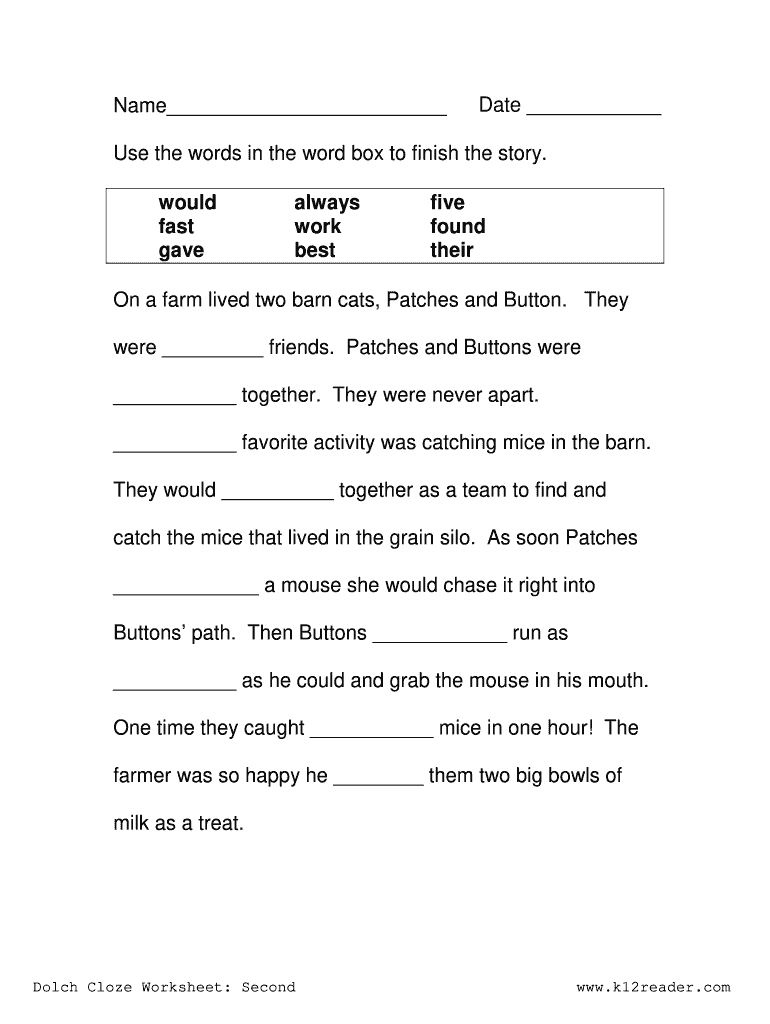 Cloze Passage Grade 3 - Fill Online, Printable, Fillable, Blank ...