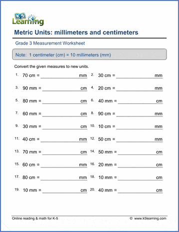 Convert lengths between cm &  mm | Worsheets library