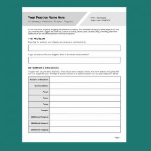 co occurring disorders worksheet