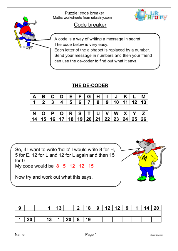 Code breaker - Reasoning/Problem Solving Maths Worksheets for Year ...