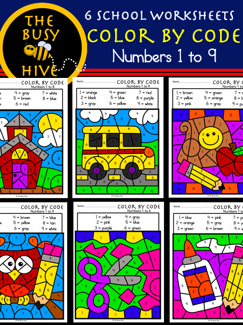 Color By Code - Kindergarten Math Numbers Worksheet
