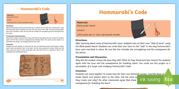 Hammurabis Code Color by Number, Reading Passage and Text Marking