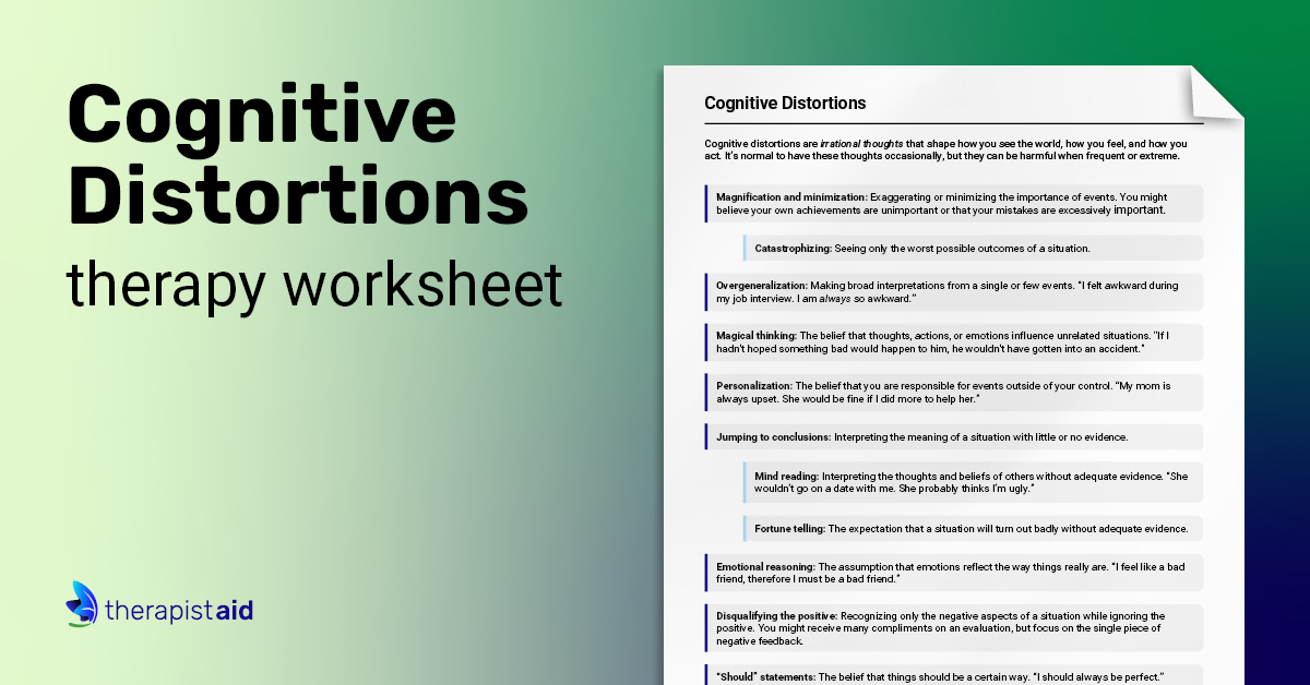Cognitive Distortions | Worksheet | Therapist Aid