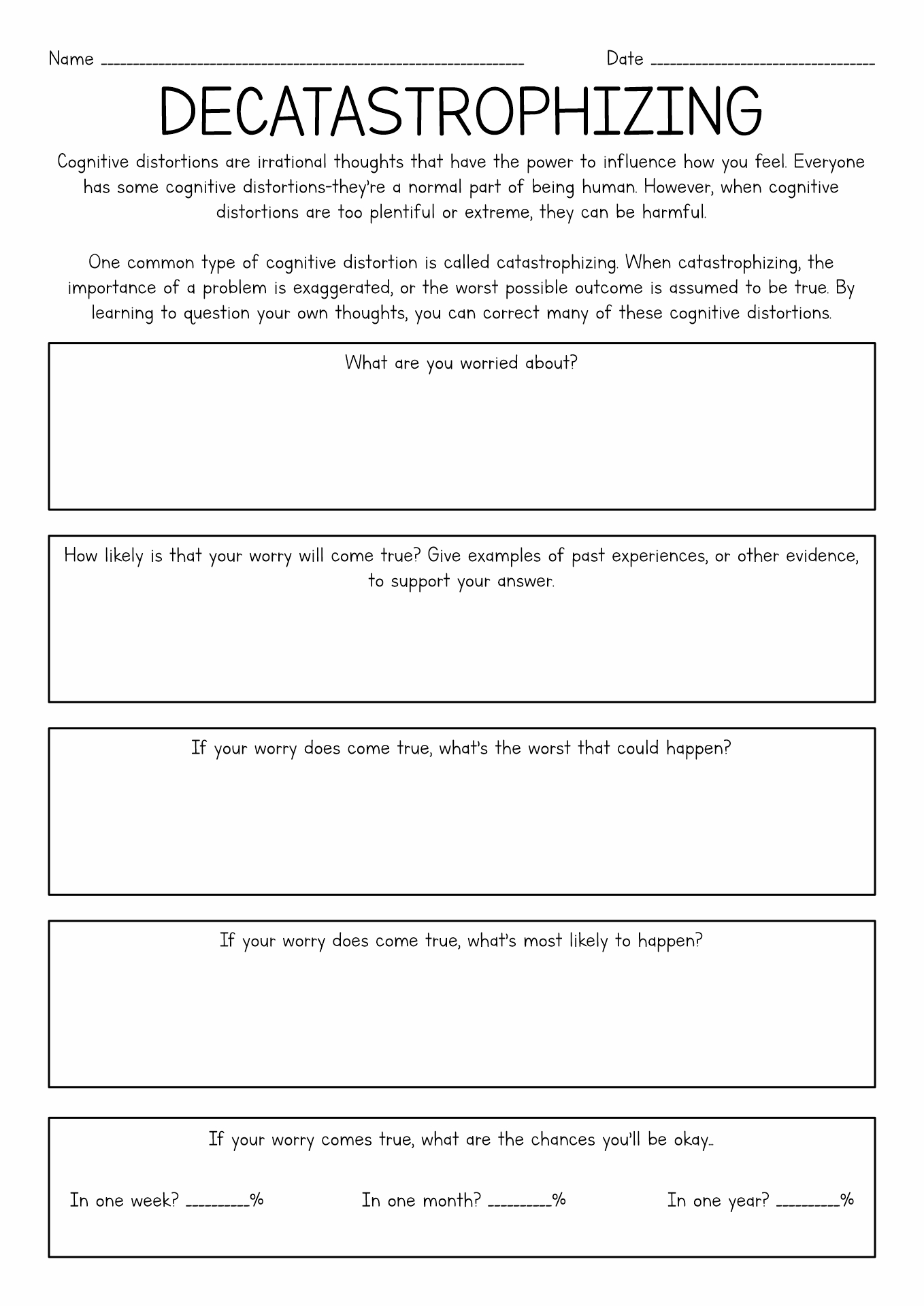 20 Distorted Thinking Worksheet - Free PDF at worksheeto.com