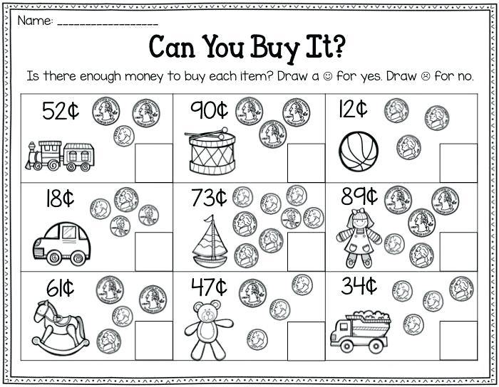 coin printables for 2nd grade