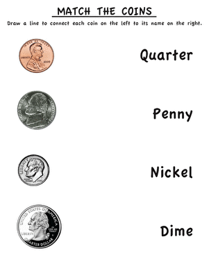 coin recognition worksheet