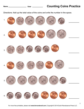 Counting Coins Worksheets - Printable First Grade Math Worksheets ...