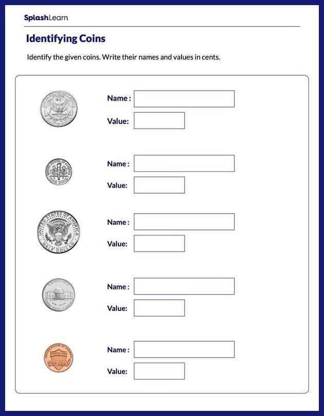 Identify the Coin - Math Worksheets - SplashLearn