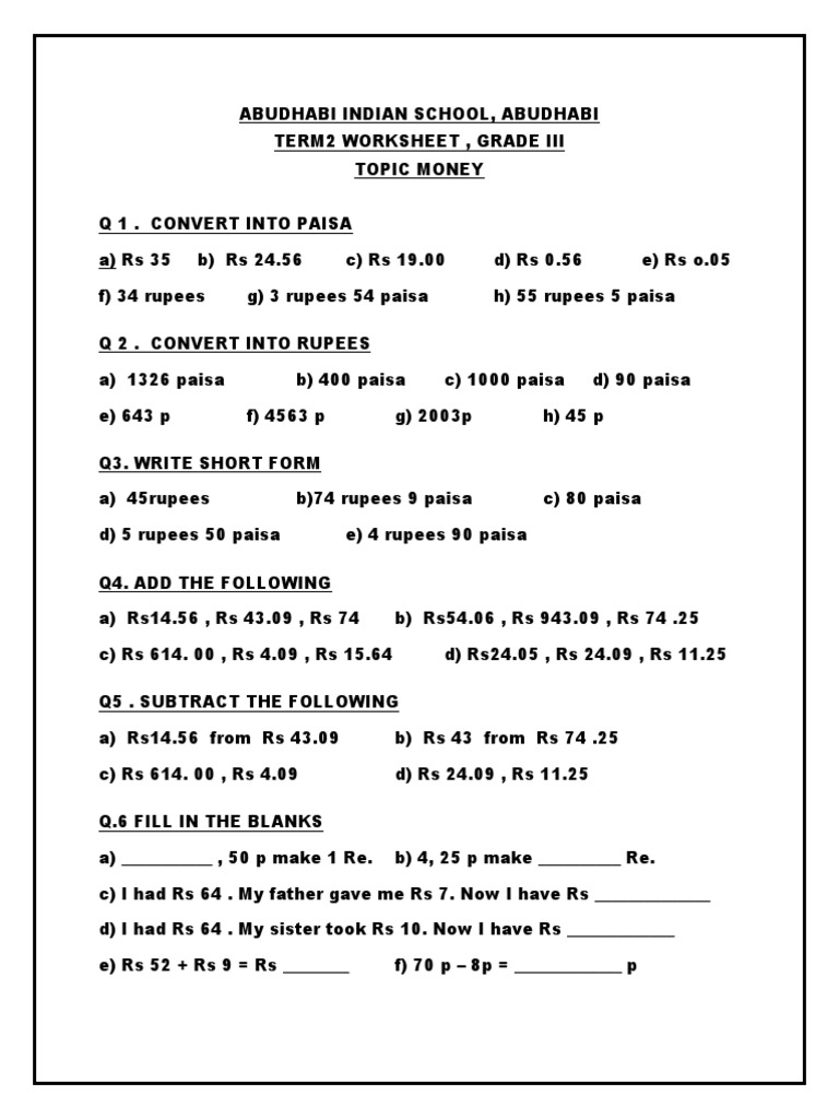 Grade 3 Money | PDF
