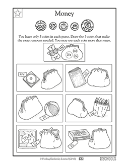 Coin purse | 1st grade, 2nd grade Math Worksheet | GreatSchools