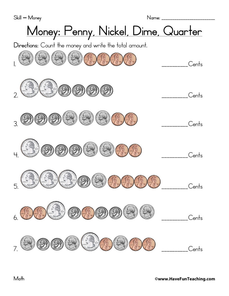 Adding Coins Worksheet