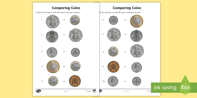 ? Comparing Coins Worksheet / Worksheets (teacher made)