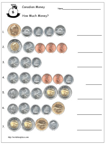 Identify the Value of the Coins Worksheets