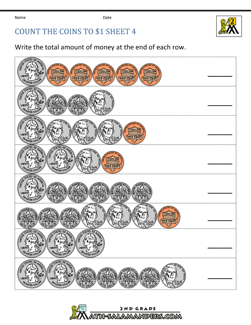 coins worksheet