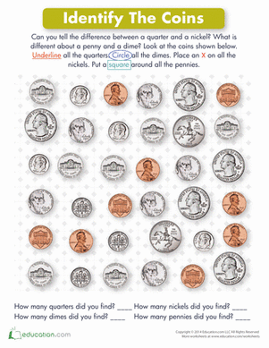 Identifying Coins | Worksheet 