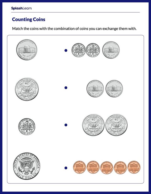 Exchanging Coins - Math Worksheets - SplashLearn