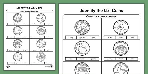 coins worksheet