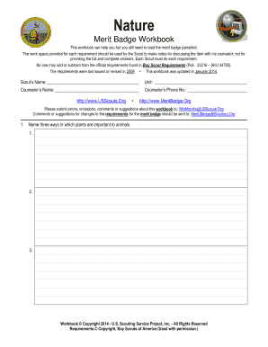 collections merit badge worksheet