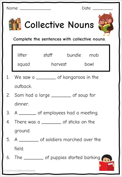 collective noun worksheet