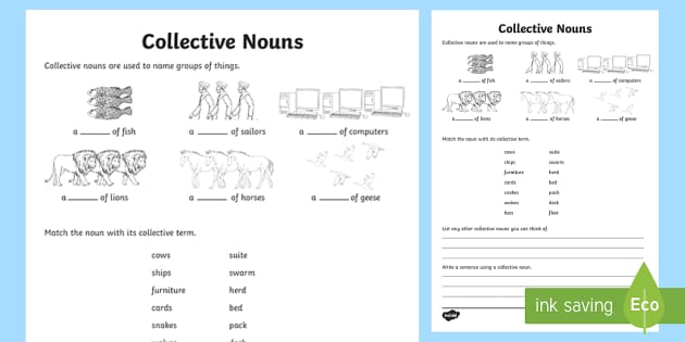 Collective Nouns Worksheet | Explore Teaching Resources