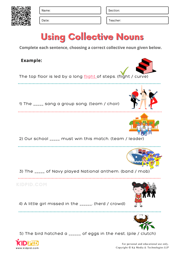 collective nouns worksheet for grade 2