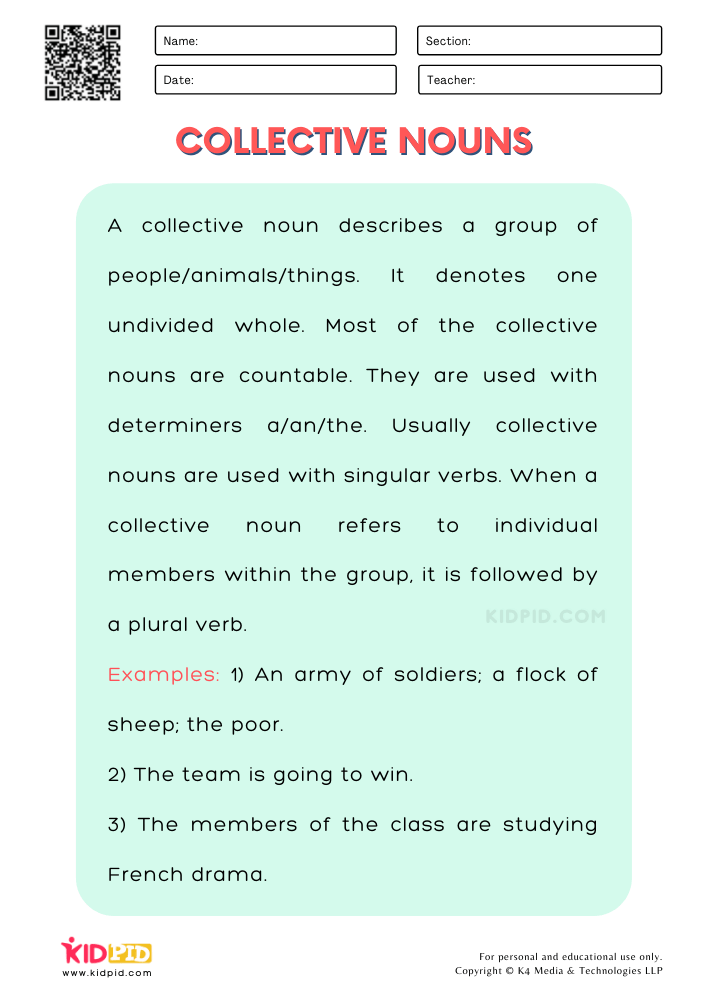 collective nouns worksheet for grade 2