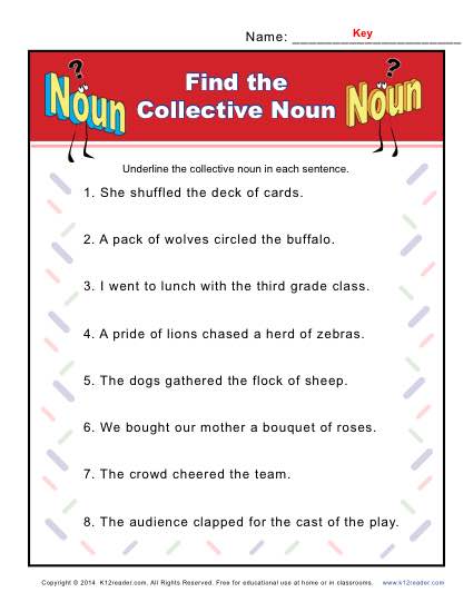 Collective Noun Worksheets | Find the Noun