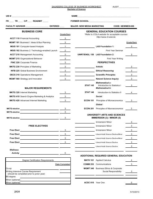 New Media Marketing Course Worksheet PDF 34.6 kb - College of ...