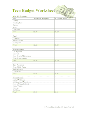 college expense worksheet