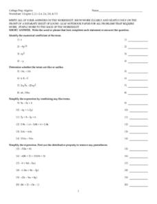 College Prep Worksheet Chapter 2, 2.1-2.4, 2.6, 2.8 &  7.5 Lesson ...