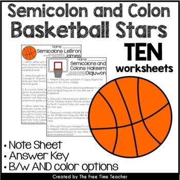Semicolon &  Colon Practice Worksheets, Notes, &  Answer Keys