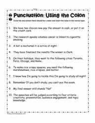 colon worksheet with answers