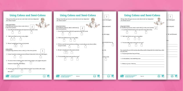 Colons and Semi-Colons KS2 | Differentiated Worksheets