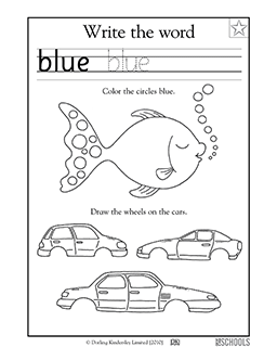 color blue worksheet preschool